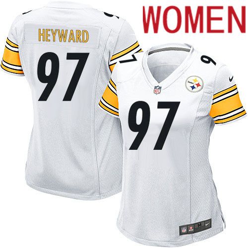 Women Pittsburgh Steelers #97 Cameron Heyward Nike White Game NFL Jersey->women nfl jersey->Women Jersey